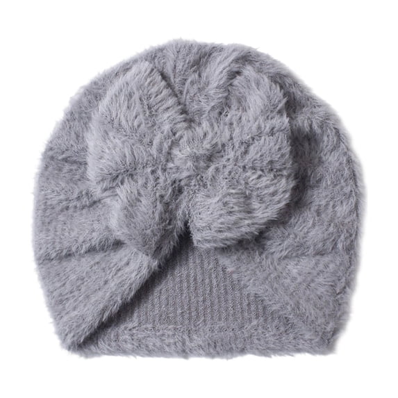 AJGRHE Cozy Solid Kids Hat With Soft Bow For Cold Weather Warm Cap For To Toddlers Comfort And Cute Grey 0-24 Months