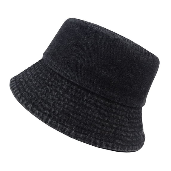 AJGRHE Denim Bucket Hat For Men Women Unisex Casual Sun Hat Daily Wear Outdoor Activities Fishing Beach Boonie Fisherman Cap Black One Size