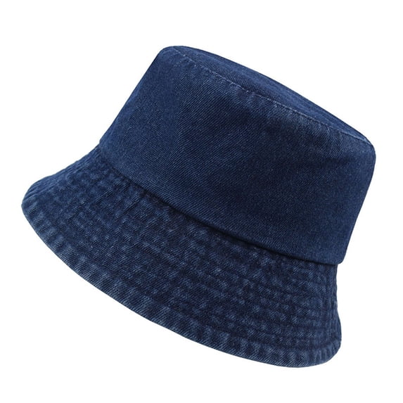 AJGRHE Denim Bucket Hat For Men Women Unisex Casual Sun Hat Daily Wear Outdoor Activities Fishing Beach Boonie Fisherman Cap Dark Blue One Size