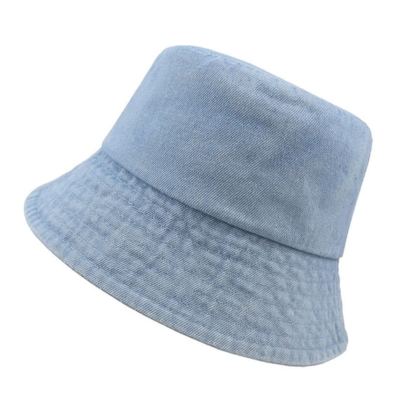 AJGRHE Denim Bucket Hat For Men Women Unisex Casual Sun Hat Daily Wear Outdoor Activities Fishing Beach Boonie Fisherman Cap Light Blue One Size