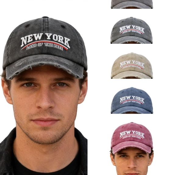 AJGRHE Distressed Baseball Cap With 3D Embroidery Unique Washed Denim Hat For Daily Casual Outdoor Hiking Black One Size