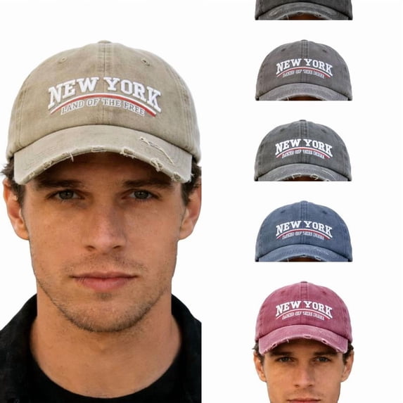 AJGRHE Distressed Baseball Cap With 3D Embroidery Unique Washed Denim Hat For Daily Casual Outdoor Hiking Khaki One Size
