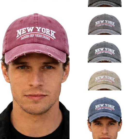 AJGRHE Distressed Baseball Cap With 3D Embroidery Unique Washed Denim Hat For Daily Casual Outdoor Hiking Red One Size