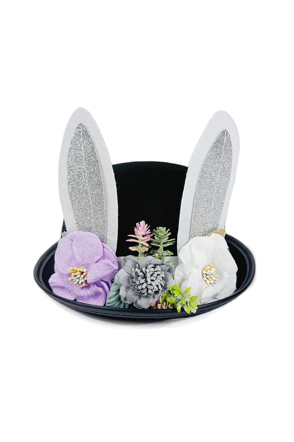 Easter Rabbit Ears Rounded Hat Cute Performance Props Party Beret Black One Size