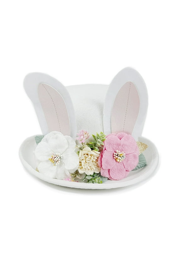 Easter Rabbit Ears Rounded Hat Cute Performance Props Party Beret White One Size