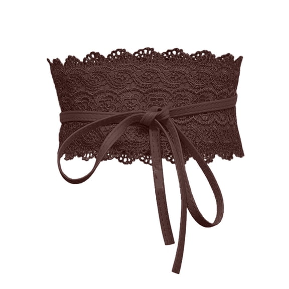 AJGRHE Elegant Women's Lace Up Corset Belt Soft Stretch Waistband Wrap Tie Bowknot Design for Versatile Stylish Outfits Coffee One Size
