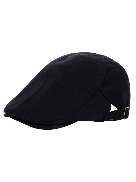 Fashion Casual Womens Mens Unisex Beret Hat Solid Baseball Flat Cap Topee Black One Size