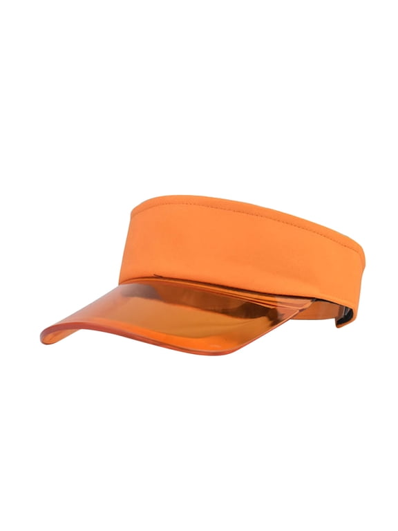 Fashion Women Solid Color Sun Protection Topless Transparent Baseball Visor Cap Orange One Size
