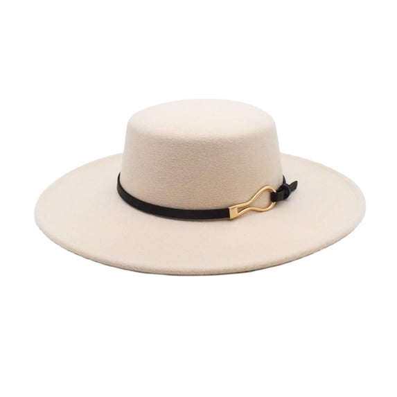 AJGRHE Fedora Hats For Men Women Elegant Winter Wool Bucket Hat 1920s Vintage Cloche Bowler Hats Velour Bowler Hat Flat Top Hats Wide Brim Hats With Metal Buckle Decoration Beige One Size