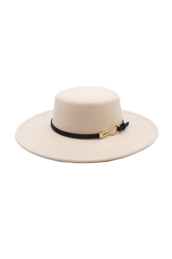 Fedora Hats For Men Women Elegant Winter Wool Bucket Hat 1920s Vintage Cloche Bowler Hats Velour Bowler Hat Flat Top Hats Wide Brim Hats With Metal Buckle Decoration Beige One Size