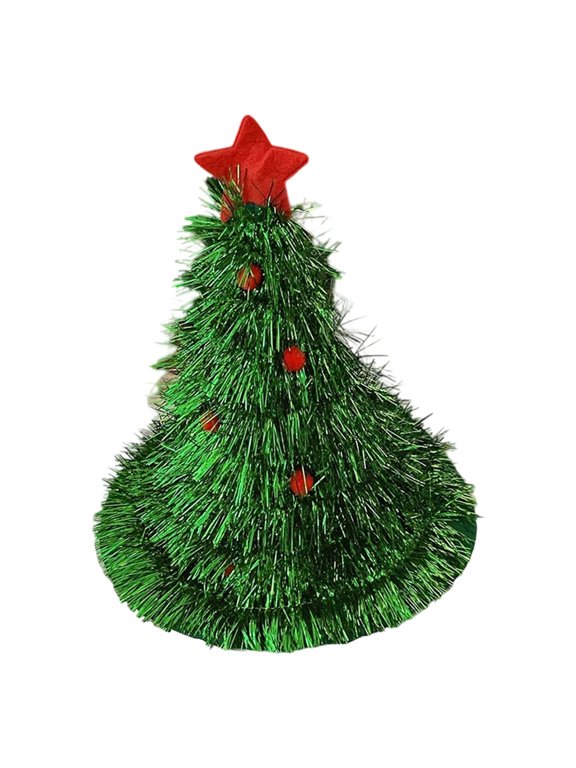 Festive Hat With Glitter Fringe for Adult Kids Holiday Party Photo Green One Size