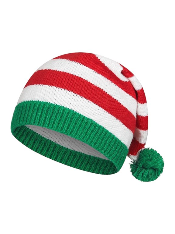Festive Knit Hat With Long Tail For Holiday Winter Outdoor Activities White One Size