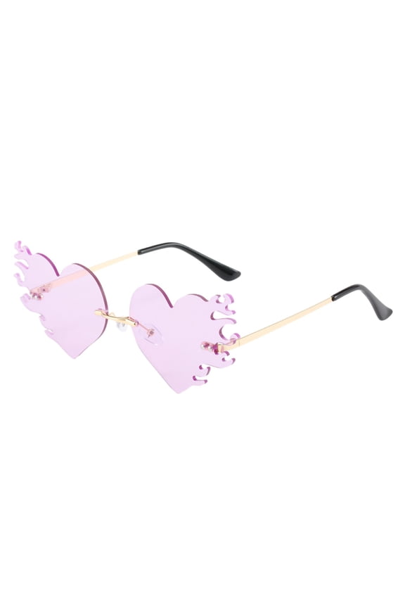 Fire Flame Sunglasses for Women - Heart Shaped Rave Prom Sun Glasses Women - Halloween Festival Shades Purple