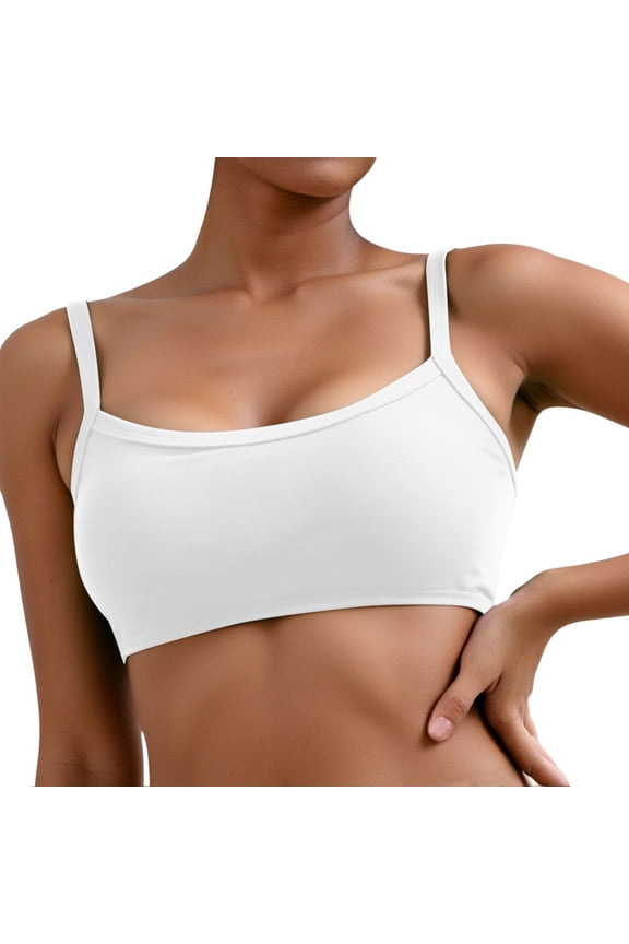 Full Coverage T Shirt Bra Adjustable Wireless Square Neck Yoga Bra top for Women Supportive Comfort Padded Workout Wear Everyday Relaxation M White