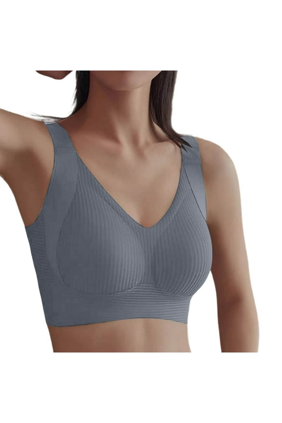 Full Figure Support Bra Wireless Seamless Support Bra for Women Full Coverage Comfort Everyday Wear and Nighttime Sleep L Dark Gray