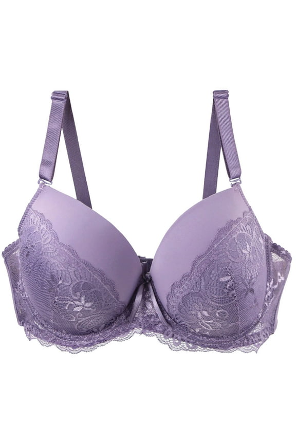 Full Figure Support Bra Women's Lace Underwire Bra with Shaping Cups and Adjustable Support for Full Coverage Comfort 100D Purple