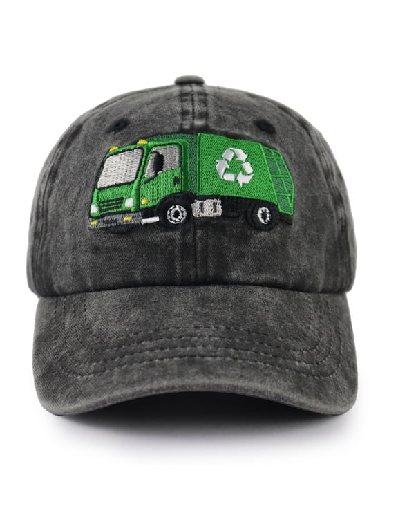 Garbage Truck Design Baseball Cap Adjustable Dad Hat for Outdoor Sports Activities Black M