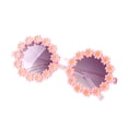 thumbnail image 1 of AJGRHE Girls Round Flower Sunglasses Kids Girl Pearl Round Anti-UV Sunglasses for Party Photography Outdoor Beach Pink, 1 of 2