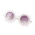 thumbnail image 1 of AJGRHE Girls Round Flower Sunglasses Kids Girl Pearl Round Anti-UV Sunglasses for Party Photography Outdoor Beach White, 1 of 3