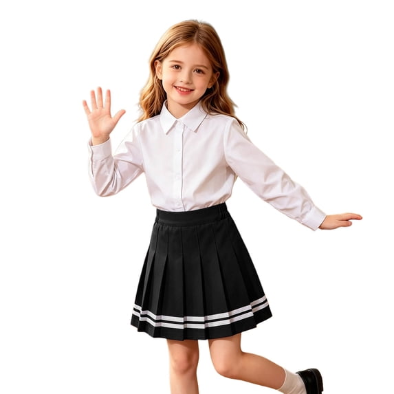 AJGRHE Girls Short High Waist Pleated Skater Tennis Skirt Casual School Style Girls Skirt for Kids Lightweight Pleated Design Suitable Everyday Wear Play Outdoor Campus Black 130