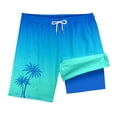 thumbnail image 1 of AJGRHE Girls Swim Trunks with Compression Liner Girls Quick Dry 2 in 1 Swim Shorts Summer Beach Shorts Blue 10-12 Years, 1 of 3