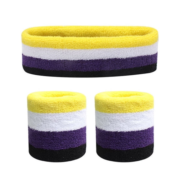 AJGRHE Heardband Sweatband Set Comprising Headband Two Wristbands Soft Breathable Elastic Blend Wicking for Sports Running Gym Workout Yoga and More Black