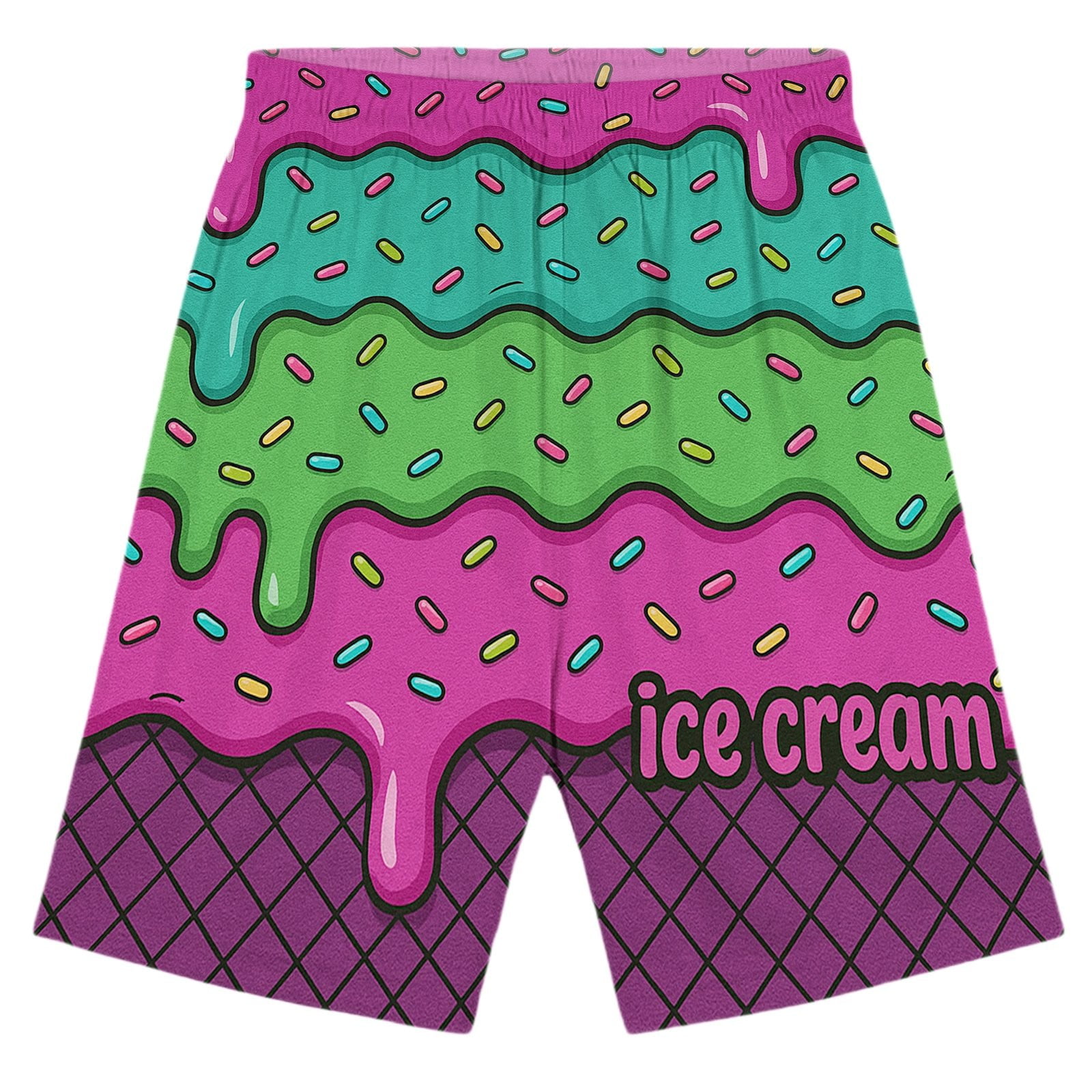 AJGRHE Ice Cream Shorts for Kids Funny Swim Trunk Ice C-r-e-a-m Summer ...