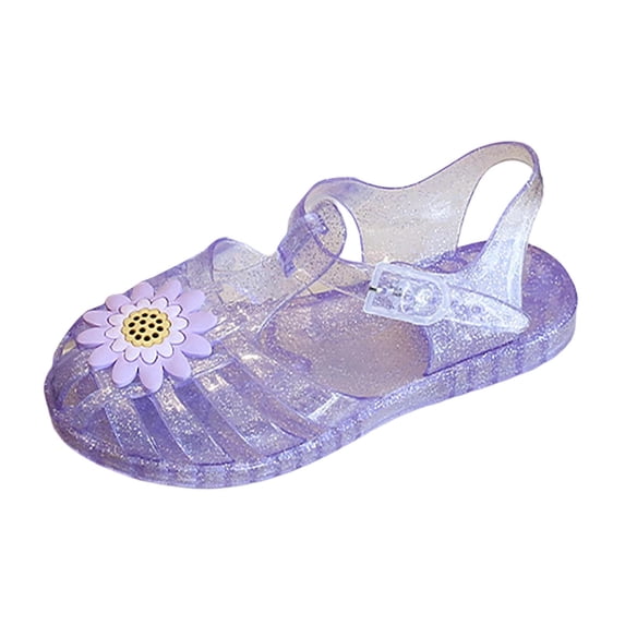 AJGRHE Jelly Sandals for Girls,Closed Toe Princess Summer Dress Shoes Fisherman Gladiator Water Beach Flat Sandals for Toddler/Little Kid/Big Kid Purple3 2.5-3 Years