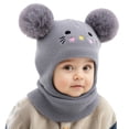 thumbnail image 1 of AJGRHE Kids Embroidery Cartoon Cat Knit Hat Warm Winter Baby Boy Girl Toddler For Cold Weather Outdoor Daily Casual Home Walking Campus Grey One Size, 1 of 4