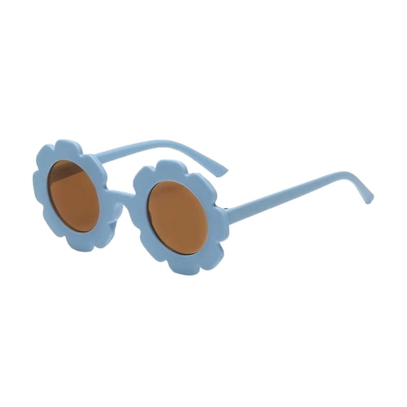 AJGRHE Kids Flower Sunglasses Toddler Girls Round Flower Glasses Baby Cute Sunglasses Outdoor Beach Colorful Eyewear Blue