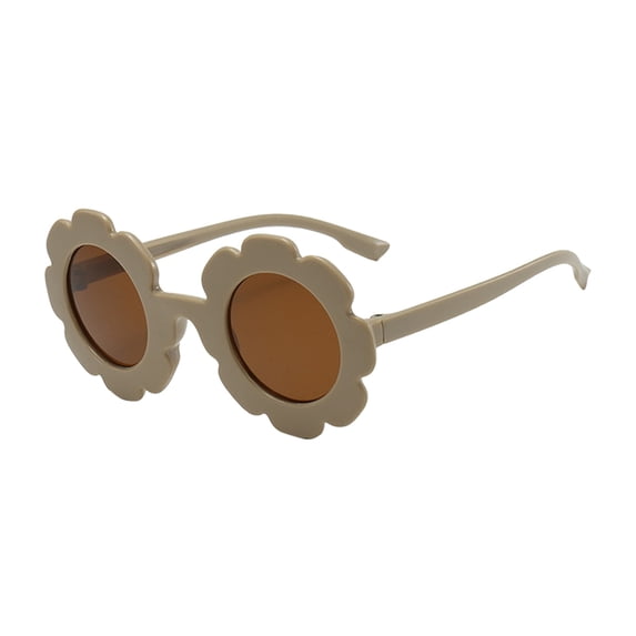 AJGRHE Kids Flower Sunglasses Toddler Girls Round Flower Glasses Baby Cute Sunglasses Outdoor Beach Colorful Eyewear Coffee