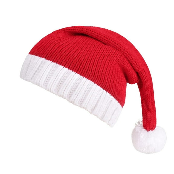 AJGRHE Knit Hat With Ear Winter Warm Santa For Kids And Children Soft Yarn Stocking Cap Red One Size