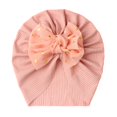 thumbnail image 1 of AJGRHE Knitted Baby Hat With Bow Lightweight Layered Headwear For Toddlers Soft Comfortable Cap Light Pink2 0-36 Months, 1 of 2