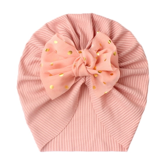 AJGRHE Knitted Baby Hat With Bow Lightweight Layered Headwear For Toddlers Soft Comfortable Cap Light Pink2 0-36 Months