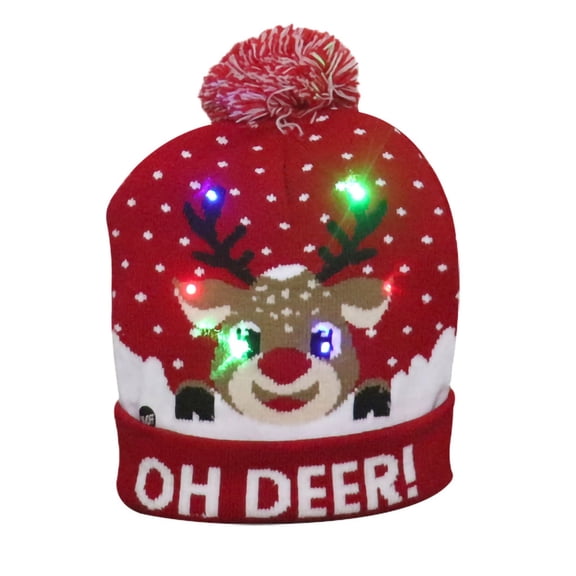 AJGRHE LED Light-up Christmas Hats Xmas Santa Hat Lights Flashing Cap C One Size