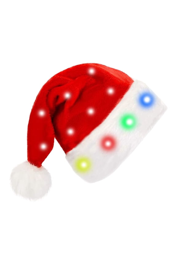 LED Santa Hat Blinking Color Changing Light Up Hat For Adults Children Red One Size