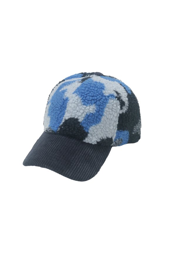 Lamb Wool Baseball Caps Warm Winter Hat For Men Outdoor Travel Adjustable Thermal Blue M
