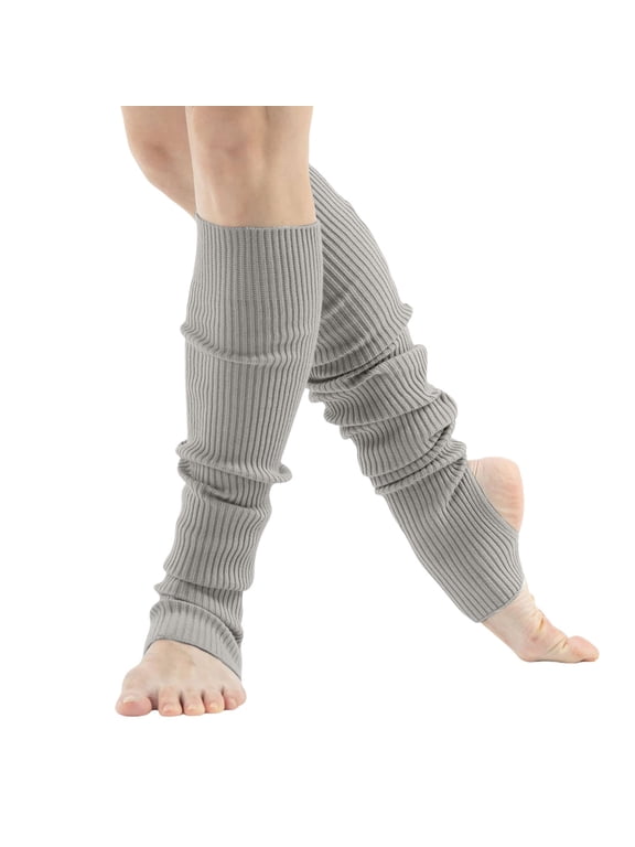Leg Warmers For Women Dance & Yoga Open Toe Heel Socks Eighty’s 80s Ribbed Party Sports Silver One Size