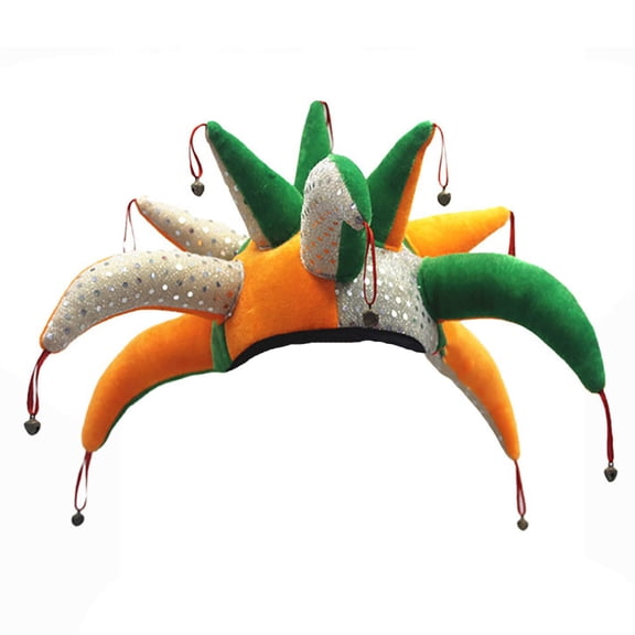 AJGRHE Mardi Gras Jester Hat Court Clown Plush Hat with Nose for Halloween Carnival Party Funny Prop Orange One Size
