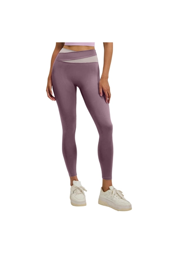Maternity Yoga Pants High Flex Split Panel Yoga Leggings with Lifting Design for Workout Running and Athleisure Wear XXL Light Purple