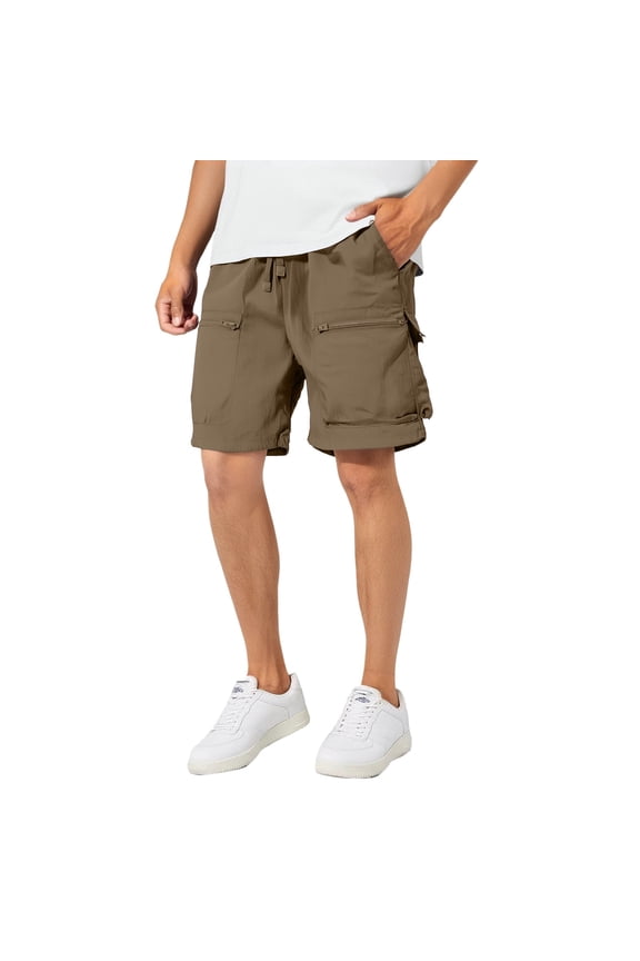 Men Active Casual Shorts Men's Ice Silk Casual Shorts Cool Breathable Five Quarter Pants Lightweight Athletic Summer Sportswear XXXXL Coffee