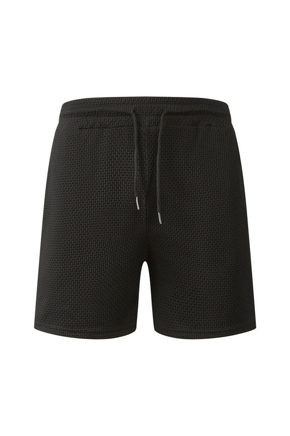 Men Basic Style Shorts Men's Summer Casual Mesh Shorts with Drawstring Elastic Waist Straight Leg Breathable Design for Daily Wear XXL Black