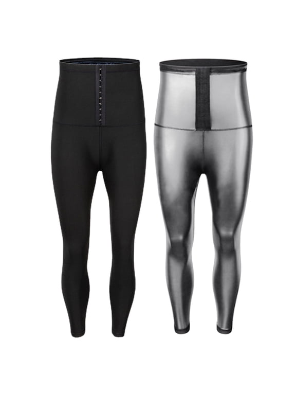 Men Gym Pants Sculpting Yoga Tights Waist Fitness Activewear Muscle Compression Leggings Silver XL
