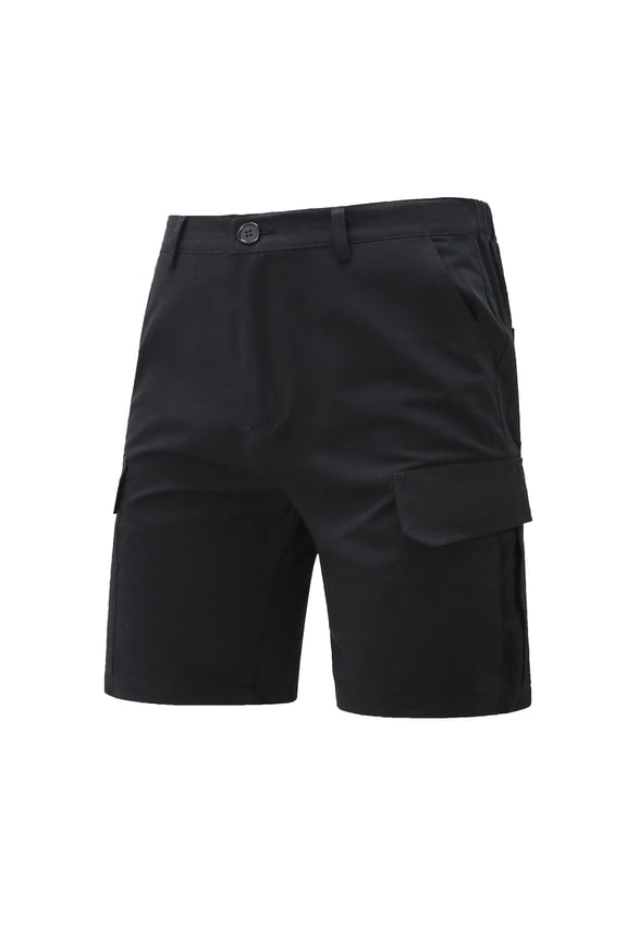 Men Stretch Shorts Men's Casual 5 Inch Outdoor Shorts Solid Color Loose Fit for Sports Beach and Summer Activities Comfortable Stretchy Lightweight L Black