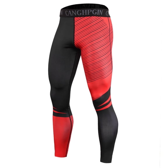 AJGRHE Men’s Compression Pants Athletic Running Leggings Workout Tights Quick Dry Base Layer for Basketball Sports Red L