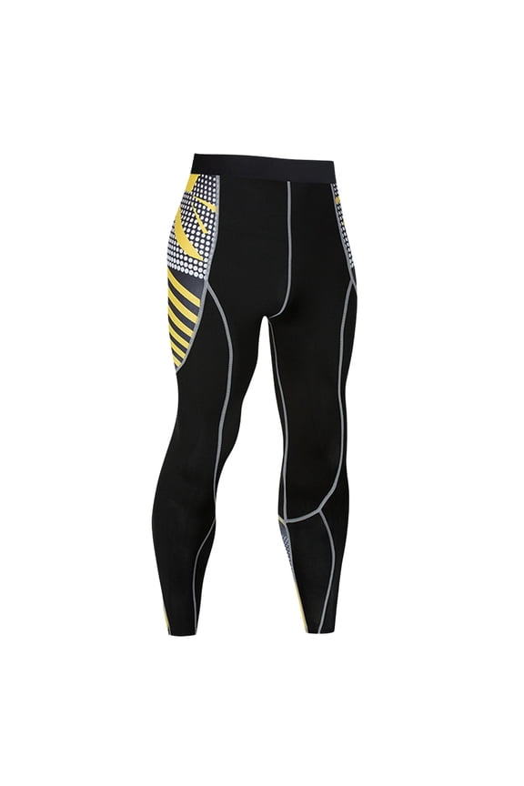Men's Fitness Sweatpants Running Training Athletic Breathable Gym Pants Compression Pants Men UV Blocking Running Tights Gym Yoga Leggings for Athletic Workout Yellow XXL
