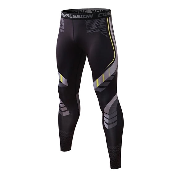 AJGRHE Men's Gym Running Compression Tights Athletic Base Layer Workout Pants for Basketball Training Fitness Black L