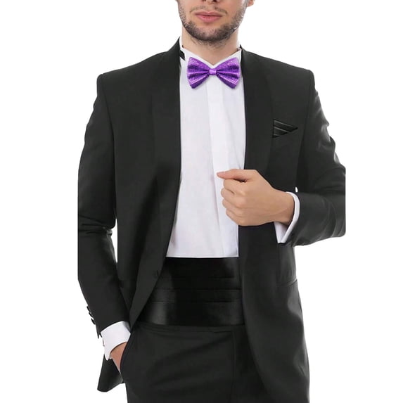 AJGRHE Men's Pre Tied Sequin Bow Ties Double Layer Tux Bowtie with Adjustable Strap for Men Boy Wedding Graduation Purple