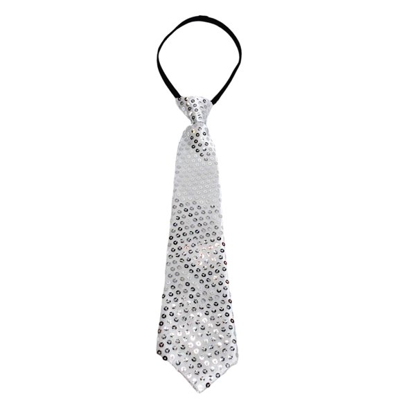 AJGRHE Men's Sequin Ties Self Tied Shine Necktie Fashion Tie Sparkly for Disco Party Silver