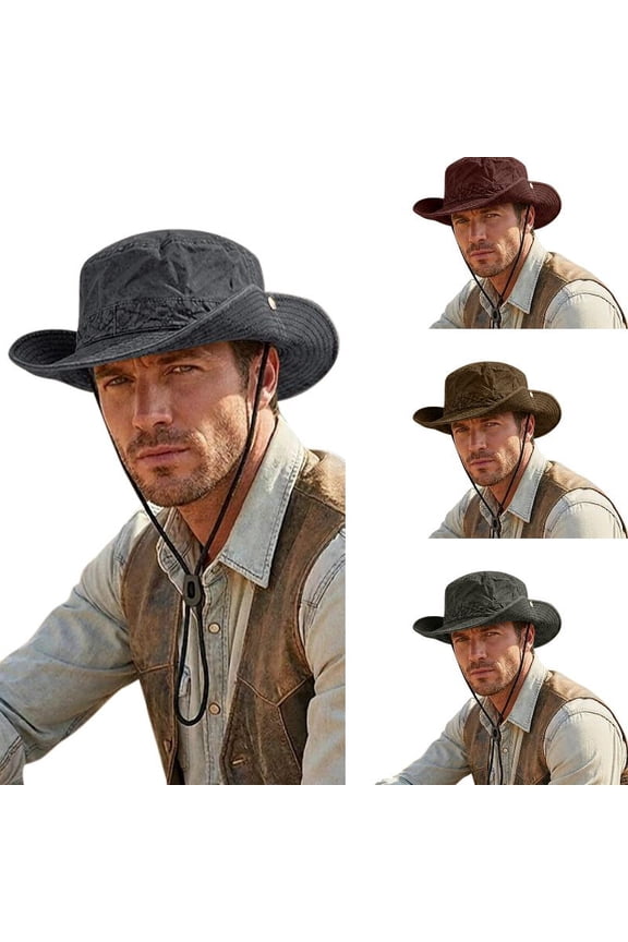Men's Sun Hat Wide Brim Bucket Hat Women Travel Fishing Hiking Fisherman Hats Western Cowboy Sun Hat Wide Brim Outdoor Beach Fedora Panama Bucket Grey One Size